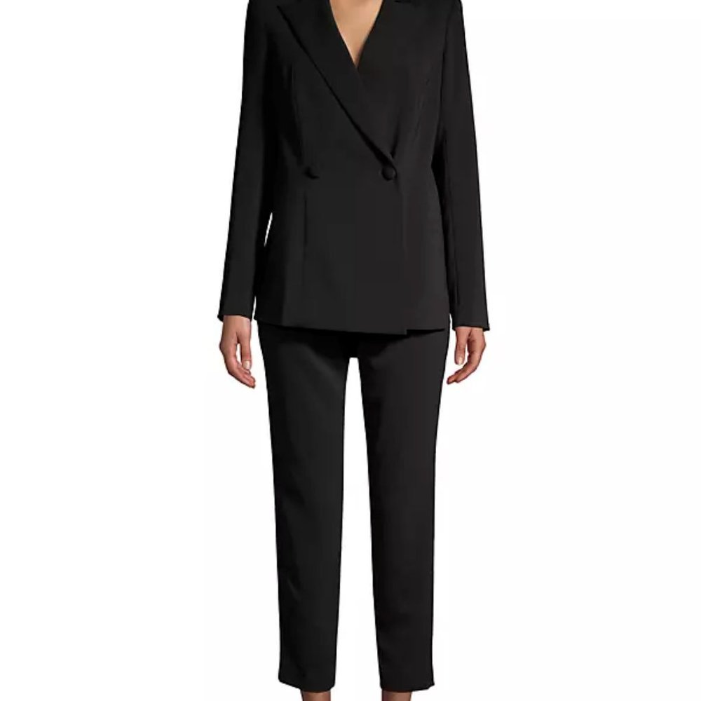 Jay Godfrey Conway Tuxedo Jumpsuit Black Long Sleeve Cropped Pants Size 6 NWT